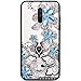 Price comparison product image Robinsoni Case Compatible with Xiaomi Pocophone F1 Ultra Soft Silicone Gel TPU Cover Lace Flower Printed Diamond 3D Embedded Case Transparent Clear View Shinning Glitter Sparkle Case Cover