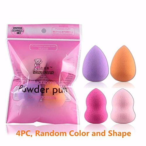 VENMO Pro Beauty Puff Latex Beauty Flawless Makeup Blender Gourd Shape Droplets Puff, 4PC Random color and Shape