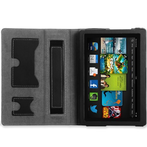MoKo PU Leder Ständer Hülle Schutzhülle Tasche Ledertasche Schale Smart Case für Amazon All New Kindle Fire HD 7 Zoll 2013 Gen Tablet,Schwarz (Nicht für Kindle Fire HD 7 2012/Fire HDX 7 2013) - 3