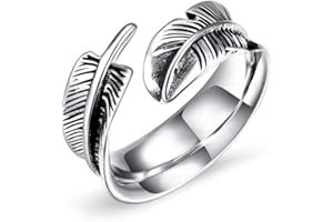 ZJCHAO Regulowany męski modny pierścionek, stalowy pierścień otwierający w kształcie pióra [8#], pierścień w kształcie pióra mężczyźni narzędzia naprawcze i zestawy akcesoria