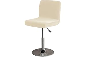 GUYIRT Soft Stretch Bar Stool Covers with Back, Velvet Slipcovers for Bar Stools Dustproof Protector for Short Back Pub Chairs-Beige 1-Set of 4