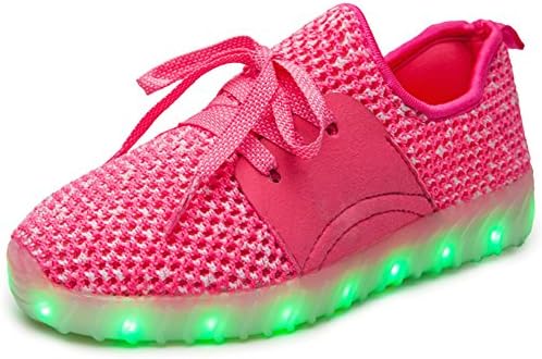 LakeRom Shoes Boys Sneakers Girls Light up Trainers USB Charging LED Shoes Kids LRSHOE111-Pink3-26