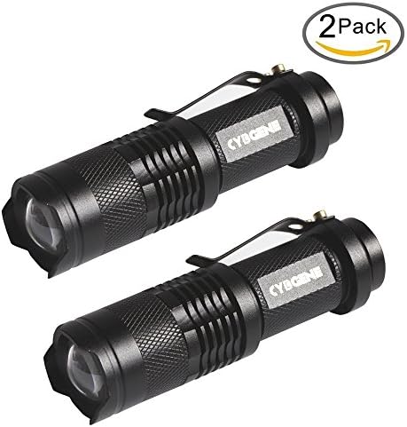 Super Mini Powerful Stronglight Tactical LED Flashlight CybGENE 2 Pieces Hamal V1, Portable Pocket Flashlight for Outdoor, 3 Modes (High/Low/Strobe), Battery Included, a Survival Tool as Extra Bonus