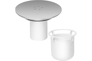 Shower Drain Cover, PHUNAT Shower Waste Drain Cap Tube, 90mm/115mm Shower Plughole Cover, Plug Drain Replacement Hole Fast Flow Hair Trap, Chrome Finish
