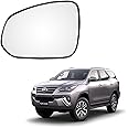 MACZO - orvm Left (Passenger) Side Rear View Mirror Glass for Toyota Fortuner 2016-2022 Model