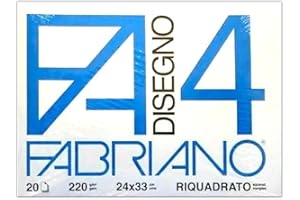 Fabriano F4 05201597, Album da Disegno, Formato 24 x 33 cm, Fogli Lisci Riquadrati, Grammatura 220gr/m2, 20 Fogli