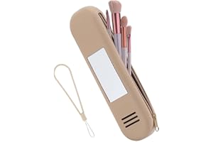 SVOCK Estuche Brochas Maquillaje, Organizador Brochas Maquillaje, Organizador de Brochas de Maquillaje de Sílice, Portátil Portaescobillas de Maquillaje de Viaje de Silicona (Caqui)