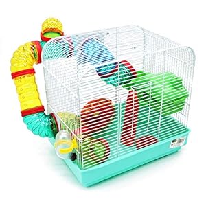 BPS Jaula Chalé Casa para Hámster Tamaño XL con Comedero Bebedero Rueda y Túnel Especial Color se envia al Azar 33 x 23.5 x 33 cm BPS-1176