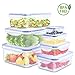 Produktbild Argus Le Stapelbare Vorratsdosen Sets Luftdicht klick-it Frischhaltedosen mit Deckel Lebensmittel Lunchbox BPA frei Plastik Vorratsbehälter für Mikrowelle, Gefrierschrank und Küche (7 Stücke)