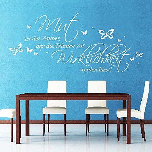 Wandtattoo Loft Schriftzug: „Mut ist der Zauber, der die Träume zur Wirklichkeit werden lässt!“ – Wandtattoo / 49 Farben / 3 Größen / dunkelgrau / 35 x 78 cm - 5