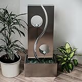 Geschlossener Wasserkreislauf Köhko® Wassserwand Yin Yang mit LED-Beleuchtung Höhe ca. 90 cm Springbrunnen Wasserspiel mit Edelstahlbecken