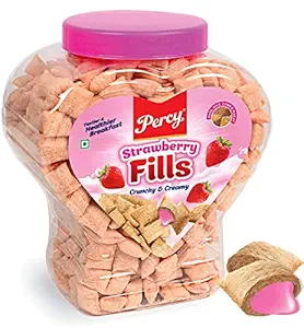 Percy Breakfast Cereal, Strawberry Fills, Multigrain, Jumbo Jar [Zero Cholesterol, Crunchy and Creamy Fills] Jar, 520 g