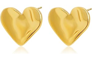 Stealth Stone Chunky Gold Hoop Earrings for Women Lightweight Golden Beads Hypoallergenic 14K Gold Plated Earrings Studs Fashion Jewelry for Women