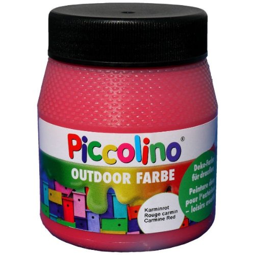 PICCOLINO Outdoor Dekorationsfarbe Karmin-Rot 250ml – umweltfreundliche Deko Farbe für den Außenbereich - 2