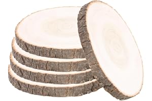 JXCBXJ Dischetti Legno Grezzo,5pz - diametro 22-24cm,Dischetti di Legno non forato,per artigianato, arte, dipinti fai da te, matrimoni, decorazioni per Natale.