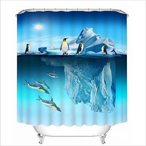 LB animal shower curtain penguin waterice shower curtain bathroom set with 12 hooks waterproof polyester fabric anti-mold 180x200