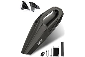 TANYO Mini Aspirabriciole Senza Fili, 12000PA Ricaricabile Portatile Leggero Aspirapolvere Auto, USB Aspiratore Auto con Potente Pulizia per Capelli, Auto, Animali, Casa, Ufficio, Cucina, Famiglia