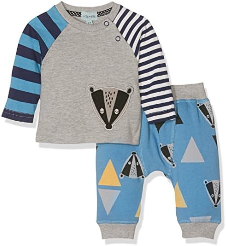 Lilly &amp; Sid Baby Boys' Badger Head Jogger Clothing Set, Grey, 6-12 Months