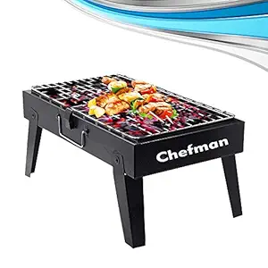 Chefman Premium Barbeque Grill with 6 Skewers Coal-Base Gardening Barbeque (Black)