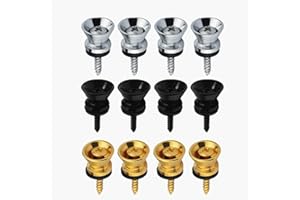 CAASFOOY 12 Stück Gitarrengurt Knöpfe, Metall Gitarrengurt Schlösser, Gitarren Gurtsicherungen, für Klassische Elektrische Akustik Gitarre Bass Ukulele