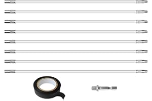 ‎LVJKES Lvjkes 10 Stück kaminbürste Stangen Ersatzteile, Ofenrohrbürste-Reinigungsset,mit 8 kaminbürste stange 410 mm, 1 Sechskantstange 4,5cm,1 Rolle Klebeband,für Kamin,Schornstein,Trocknerkanal,Luftauslass