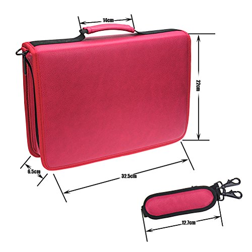 Yimoji Federmäppchen, Etui, PU-Leder, großes Fassungsvermögen für 160 Stifte, für Kunst und Malerei rot - 2