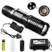 Produktbild garberiel 3-t6 3000 Lumen 18650 Taschenlampe Wasserdicht Zoomable LED Taschenlampe 5 Modi Fokus Taschenlampe für Camping Wandern Angeln anpassen (Teig und Ladegerät enthalten)
