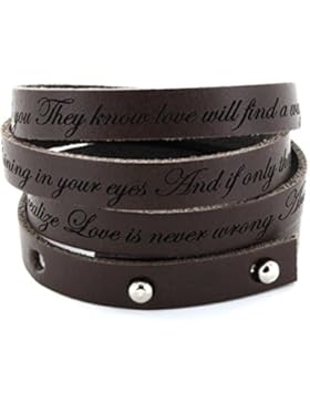 Area17 Gravur Lederarmband Wickelarmband, braun mit Wunsch Gravur