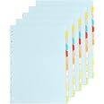 Lot Intercalaires Classeur A4 5 Sets Intercalaires Classeur, Feuillets Intercalaire A4 Avec 12 Positions, 150gsm Intercalaire Plastique