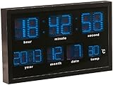 Lunartec LED Funk Wanduhren: Multi-LED-Funk-Uhr mit Datum und Temperatur, 412 blaue LEDs (Wanduhr Digital)