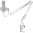 Beauenty Boom Arm Scissor Mic Stand, Adjustable Suspension Boom Scissor Mic Stand with Table Mounting Clamp and Microphone Clip, Heavy Duty Mic Boom Arm Stand for Online Broadcasting, Radio (Style 1)