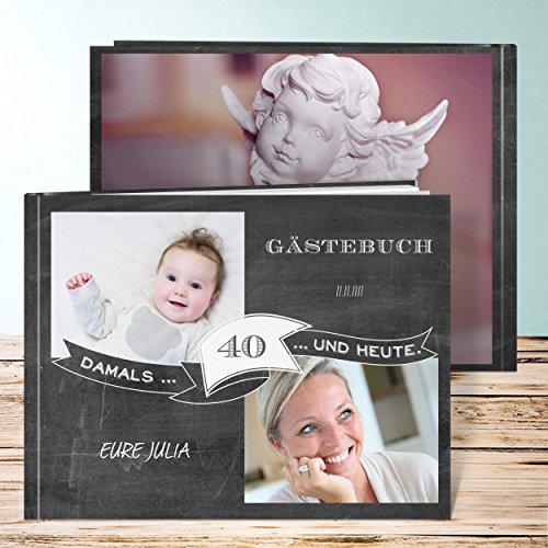Gästebuch 18. Geburtstag, Jahrestafel 32 Seiten, Hardcover 290x222 mm personalisierbar, Grau