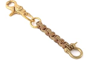 Ruth&Boaz Beltloop Keychain Keyholder Stainless Steel/Solid Brass Blockchain With Solid Brass U Hook & Trigger Swivel Hook