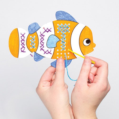 Kreuzstich-Bastelsets „Meerestiere“ für Kinder zum Basteln, Ausmalen und als Deko-Idee im Sommer (5 Stück) - 2