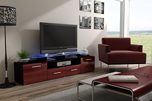 Modern HIGH GLOSS EVORA BLACK TV Stand Display Cabinet WALL Entertainment UNITTV CABINETS / TV STANDS / Lounge Living Room Furniture / HIGH GLOSS FURNITURE / ENTERTAINMENT UNIT / LIVING ROOM (High Gloss Claret)