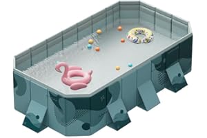 SHEBUYLLI Above Ground Outdoor Framed Folding Swimming Pools 3 Layers PVC+1 Layers Thickened PP Sheet Super Tough Puncture Resistant Rust Measures for Adults or Cat and Dog Folding Pool (286x167x50cm)