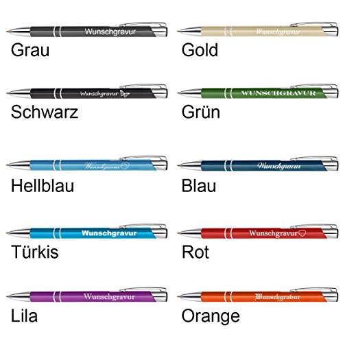 1 Metall – „Oleg“ Kugelschreiber mit individueller Wunschgravur Gravur ( Farbe – Blau ) - 3