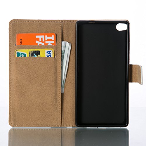 SKYXD Huawei P8 Hülle Leder Leopard Muster Folio Klappbar Handy Tasche Schutzhülle [Magnet / Brieftasche Kartenfach / Standfunktion] Klapphülle mit [Handyanhänger + Eingabestift] Zubehör Set für Huawei P8 Case Bookstyle Flip Leather Cover With [Stylus and Dust Plug] - 4
