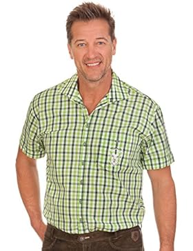 Trachten Herren Hemd mit 1/2 Arm - ROLF - grün, weinrot