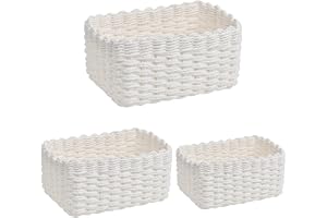 DODUOS 3 stycken förvaringskorgar av återvunnet papper rep, 3 storlekar, förvaringskorgar, flätade hyllkorgar, organisatör för skåp, badrum, kök, sovrum