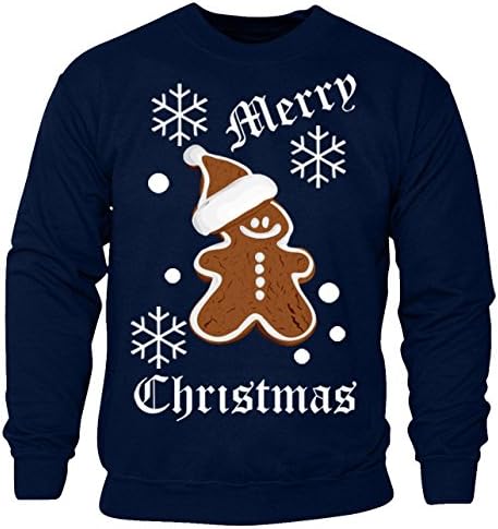 New Kids Boys Girls Christmas Ginger Bread Man Sweatershirt Xmas Top Child's Jumper (Kids 3-4 Years) Navy