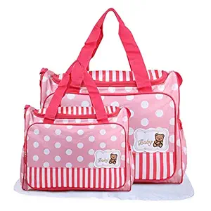 Zest 4 Toyz Diaper Bag, Multi-Function Travel Diaper Bag, Baby Maternity Nappy Changing Bag with Insulated Pocket, Durable Stylish & Waterproof - 2 Piece Set Pink