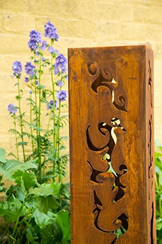Feuersäule / Säule Metall Edelrost H: 80cm Standsäule f. Bioethanol + Brennpaste - 2