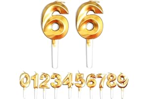 WLHGH Geburtstag Kerzen, 66th Geburtstag Gold Nummer Geburtstagskuchen kerzen, Kuchen Dekoration für Geburtstag Party Hochzeit Jahrestag Abschlussfeier Feier Lieferungen
