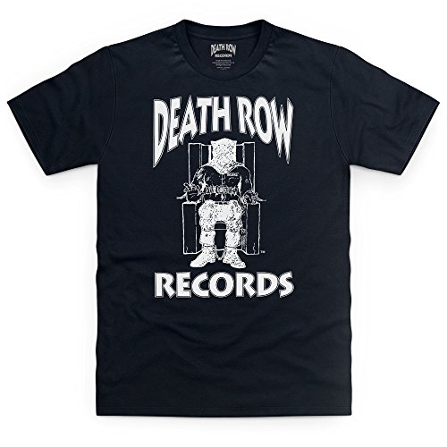 Official Death Row Records Logo White T-Shirt, Uomo, Nero, XL