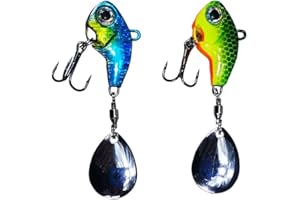 VOLLGUFEN Confezione da 2 esche da pesca per pesci, esche artificiali da spinning per trote, spigole e altro (blu e verde)