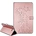 Produktbild Samsung Galaxy Tab A 10.1 Hülle,Hülle für Samsung Galaxy Tab A 10.1 Roségold,Schutzhülle für Samsung Galaxy Tab A 10.1 Leder Brieftasche,Leweiany Elegant Luxus Mädchen und Katze Prägung Muster Ultra Dünn Folio PU Leder Flip Wallet Cover Case Slim Kunstleder Klapphülle Brieftasche Lederhülle Premium Folio Bookstyle Ledertasche Stoßfest mit Standfunktion Kreditkartenfächer Leder Tasche Hülle Etui Schutzhülle Ständer Smart Cover Case für Samsung Galaxy Tab A 10.1 T580