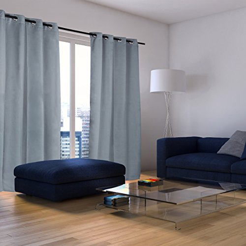 Relaxdays Verdunklungsvorhänge mit Ösen, 2er-Set, einfarbig, waschbar, HBT: 245 x 135 x 0,5 cm, grau - 2