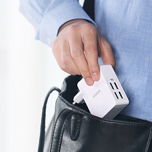 Anker PowerPort Lite 27W 4-Port USB Ladegerät mit Austauschbarem UK und EU Reiseadapter und Power IQ für iPhone 7 / 6s / 6 /5s/ SE, iPad Air 2 / mini 3, Galaxy S7 / S6 Edge und Weitere (Weiß) - 6
