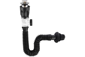 Hibbent Kit de Desagüe de Fregadero, Desagüe de Fregadero Universal Click Clack con Tubo de Desagüe flexible, Juego de Desagüe para Fregadero de Cocina de Baño, A Prueba de Olores y Fugas -Cromo